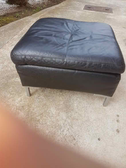 Photo of free Black leather footstool (Euxton PR7) #2
