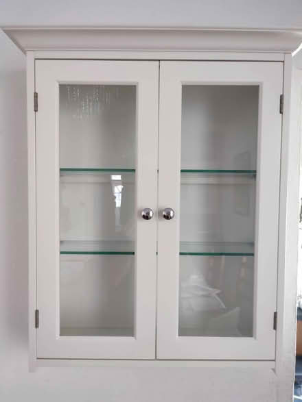 Photo of free Wall mounted cabinet in white painted wood with glass doors (Bishopston BS7) #1