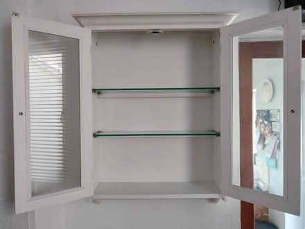 Photo of free Wall mounted cabinet in white painted wood with glass doors (Bishopston BS7) #2