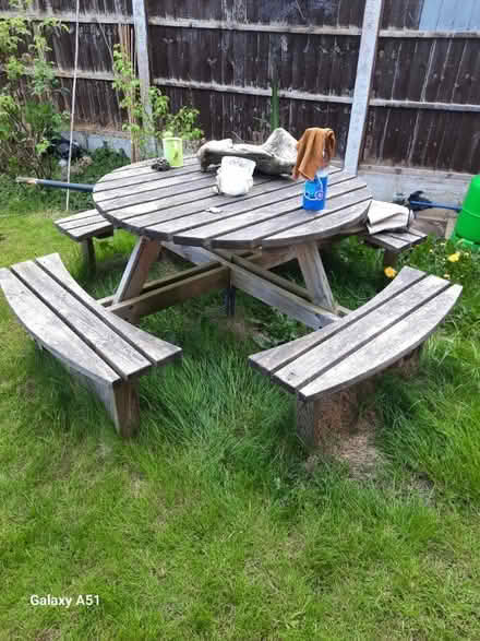 Photo of free Round picnic table, solid wood. (Cronkinson Farm CW5) #1