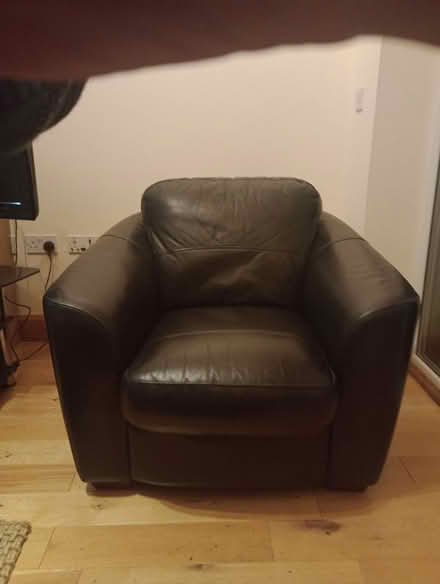 Photo of free Black leather look armchair (Becketts Park LS6) #1