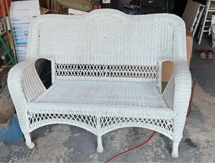 Photo of free White Wicker Bench (Upper Chichester, PA) #1