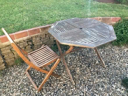 Photo of free Teak garden table and chair (Malvern Link WR14) #1