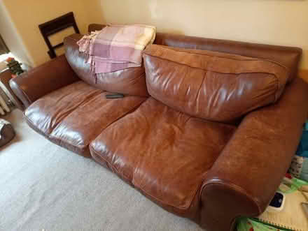 Photo of free 2 and 3 seater Laura Ashley leather sofas (Tooting SW17) #1