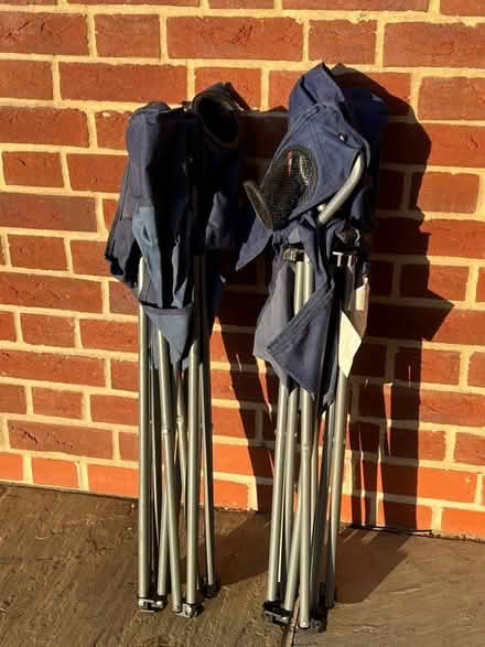 Photo of free 1 Pair of Blue & Grey Folding Camping Chairs (2 chairs) (Maldon CM9) #1