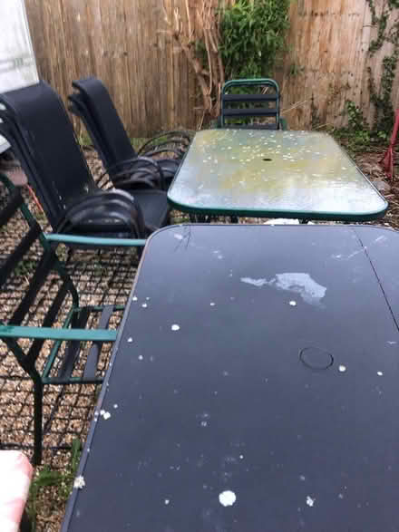 Photo of free 2 x garden tables and chairs (West Bay) #2