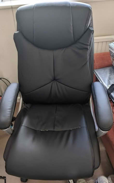 Photo of free Black leather effect office chair (Warsash SO31) #1