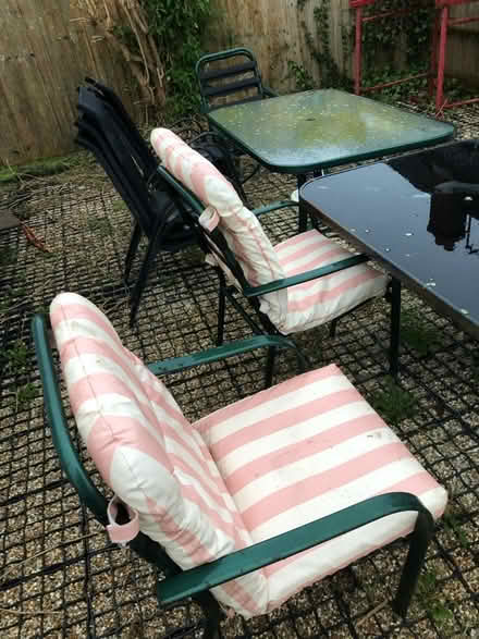 Photo of free 2 x garden tables and chairs (West Bay) #1