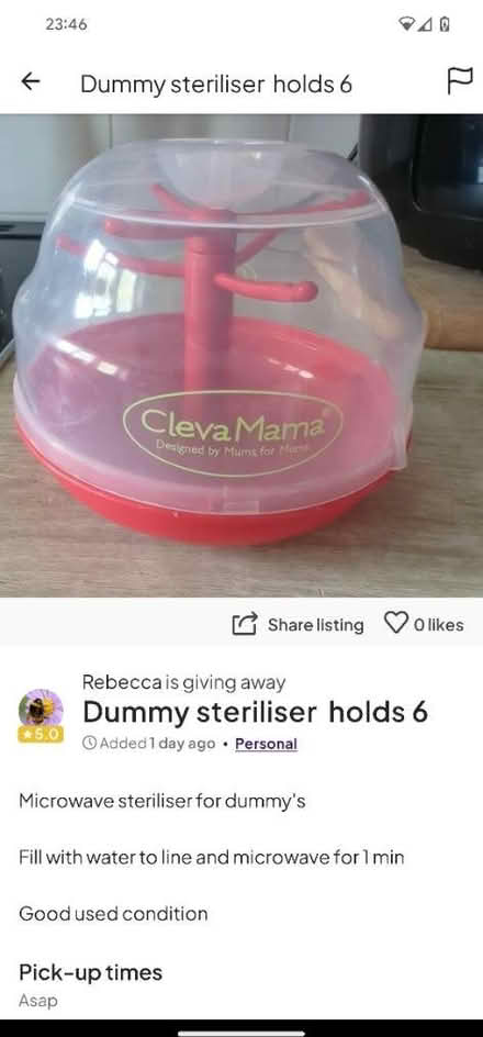 Photo of free Microwave dummy/soother steraliser (Rugby CV23) #1