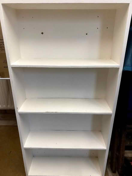 Photo of free Sturdy wooden bookcase / shelving unit (white) (Cockermouth CA13) #1