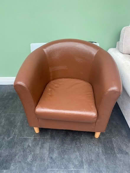 Photo of free Brown faux leather tub chair (Catton NR6) #1