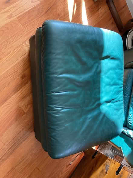 Photo of free green leather couch, chair, ottoman (Mohegan Lake) #2