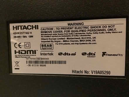 Photo of free Broken Hitachi 43” TV (Oval) #2