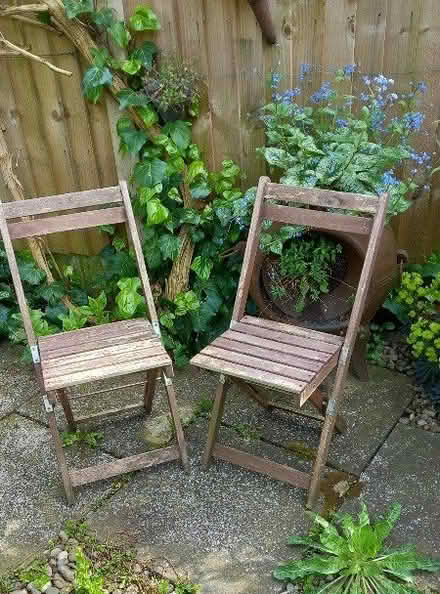 Photo of free Two Wooden Garden chairs (Denby Common DE5) #1