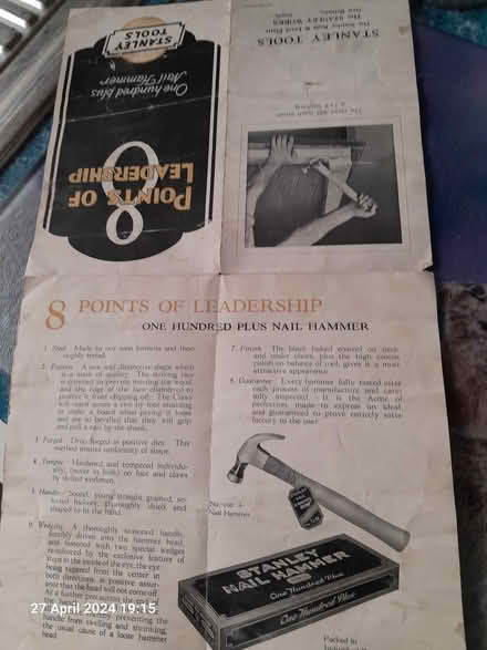 Photo of free Old Stanley hammer leaflet (Bilton) #1