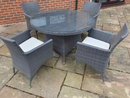 Photo of free Round garden table and chairs (Great Linford MK14) #1