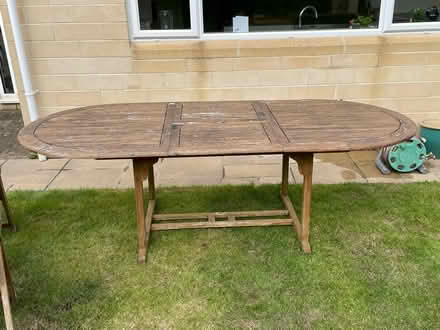 Photo of free Teak garden table and chairs (Bath. Combe down.) #2