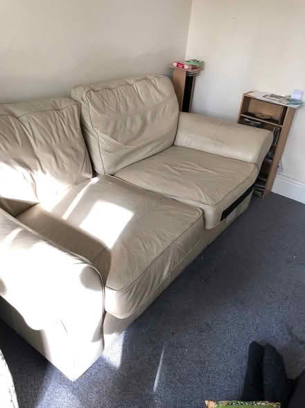 Photo of free White leather sofa (Mill Rd CB1) #1