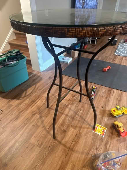 Photo of free Highboy Round Table w/Glass Top (Near Lowe’s on Morris Ave.) #1