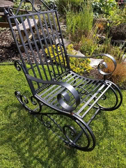Photo of free Black painted metal garden rocking chair (Galmpton TQ5) #1