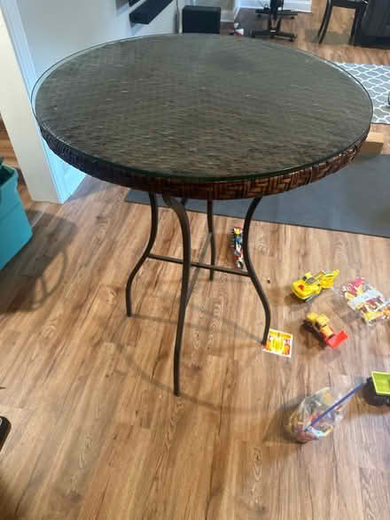 Photo of free Highboy Round Table w/Glass Top (Near Lowe’s on Morris Ave.) #2
