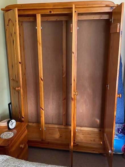 Photo of free Honey Pine 3 door wardrobes (Stourbridge DY8)