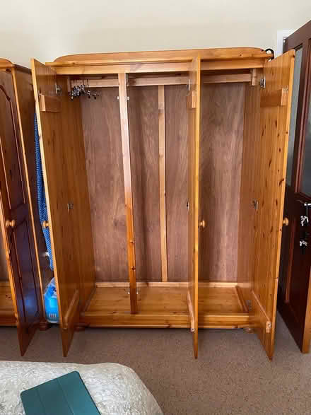 Photo of free Honey Pine 3 door wardrobes (Stourbridge DY8)