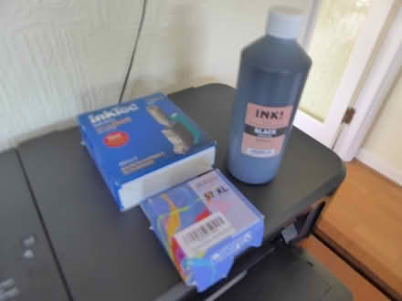 Photo of free HP57 clour ink cartridge plus black ink refills etc (Sharmans Cross B91) #1