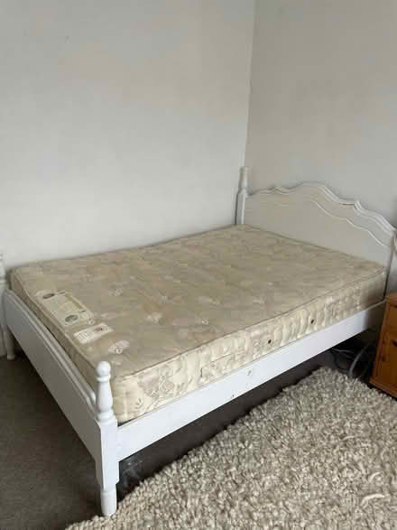 Photo of free Double Pine Bed With Mattress (Haworth) #2