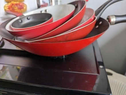 Photo of free Red frying pans & wok (Bolton-le-Sands LA5) #1