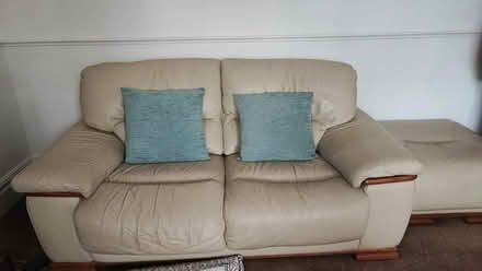 Photo of free Cream leather sofas (Broadhalgh OL11) #2
