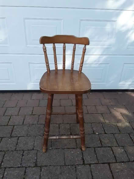 Photo of free Wooden stool with back (South Wootton PE30) #2