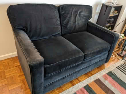 Photo of free Velvet loveseat (Jersey City (Jersey City (Paulus Hook)) #1