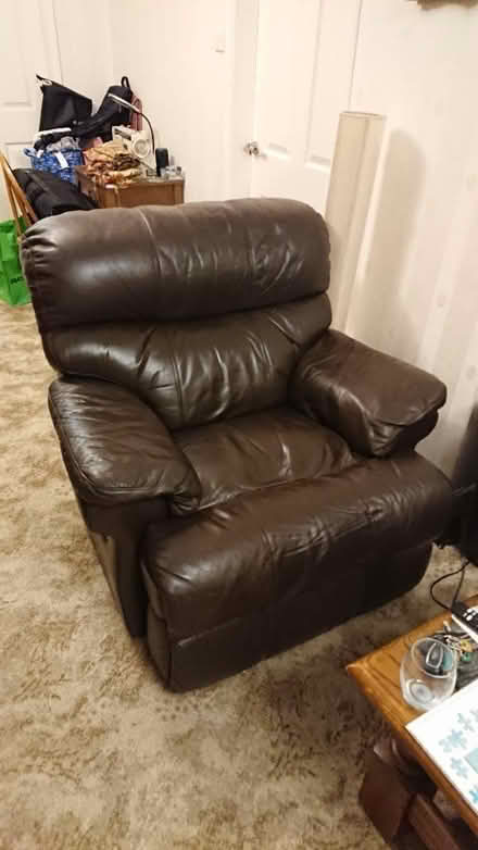 Photo of free 2 brown leather armchairs (Braunstone town LE3)