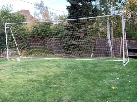 Photo of free Full size soccer goal with net (Golden) #1