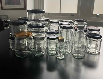 Photo of free 24 lidded glass jars and bottles (SE7) #1