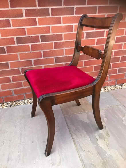 Photo of free Wooden table & chair with red seat (Malvern WR14) #4