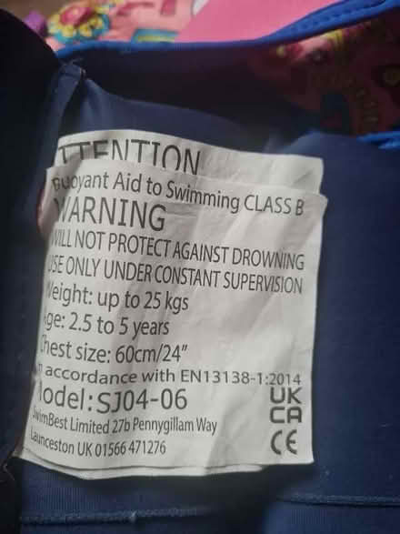 Photo of free Childrens float swim vest (Little Salkeld CA10) #2