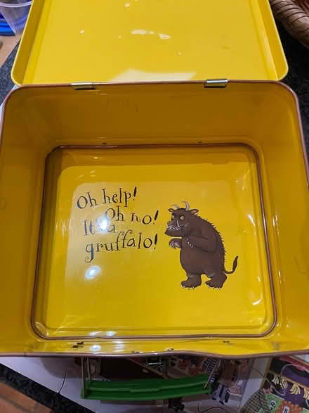 Photo of free Wooden puzzle and Gruffalo tin (West Ewell Epsom KT19) #2