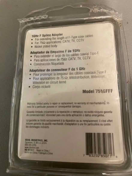 Photo of free 1 GHz F-Splice Adapter (Lawrence and Pruneridge) #2