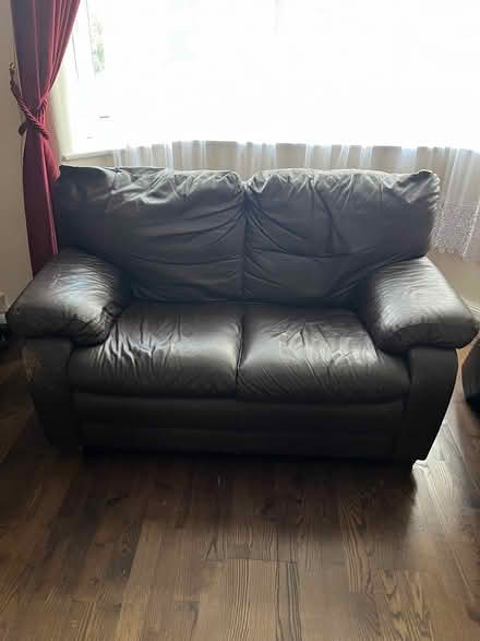 Photo of free 2 Seater Chocolate Leather Sofa (Stevenage SG1) #1