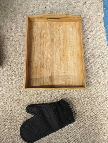 Photo of free Wood tray and silicone oven glove (Ifold, RH14) #1