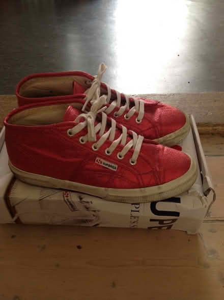 Photo of free Pinky Red Superga mid tops. IT 40 (Camberwell SE5) #3