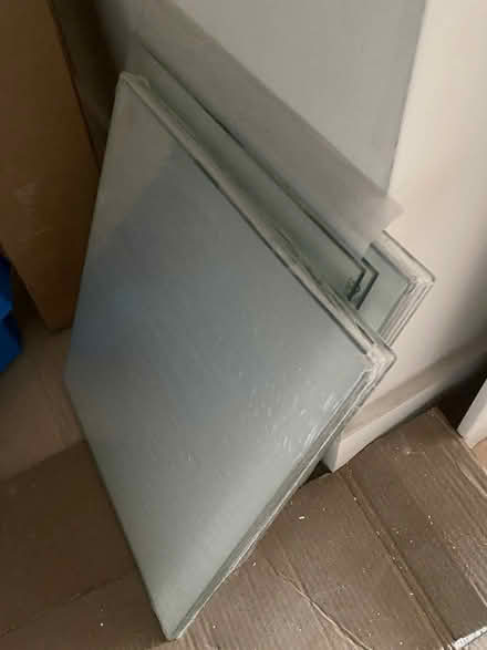 Photo of free 12 new Ikea glass shelves (Hackney Wick) #1