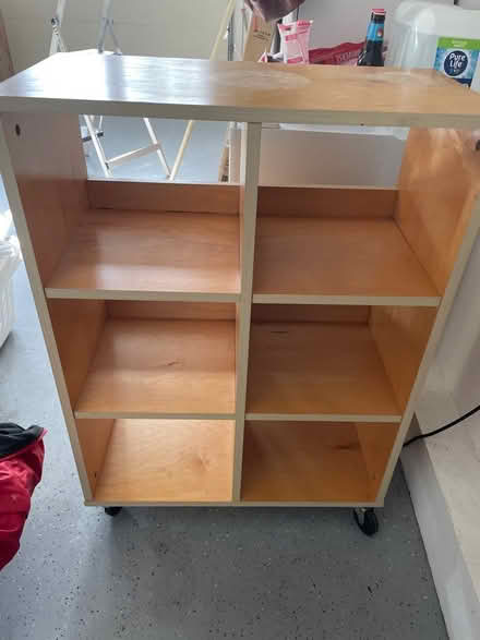 Photo of free Bookshelf on wheels with 6 cubbies (Fordham and Sladky) #1
