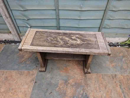 Photo of free Wooden table with dragon (Grove Park SE9) #1