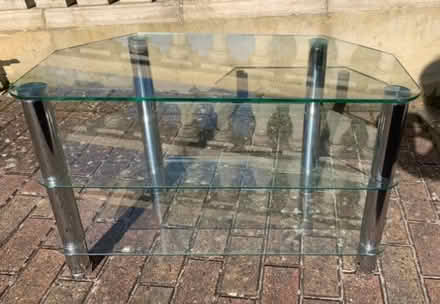 Photo of free Glass tv stand with 2 shelves under (Maidstone ME16) #1