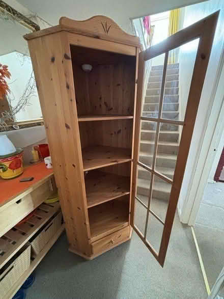 Photo of free Wooden corner display cabinet (Alconbury) #1