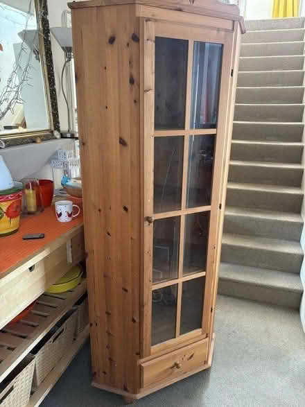 Photo of free Wooden corner display cabinet (Alconbury) #2