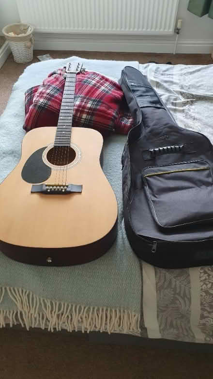 Photo of free Left handed acoustic guitar with case (Hockley Heath CP B94) #1
